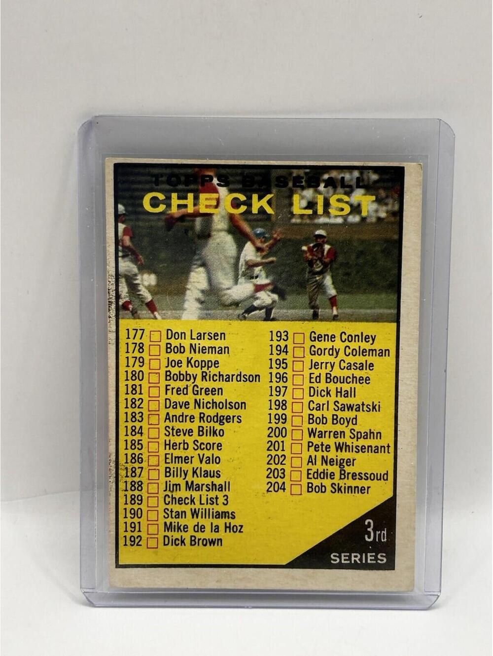 1961 Topps - UnMarked #189 3rd Series Checklist: 177-264 BASEBALL Card